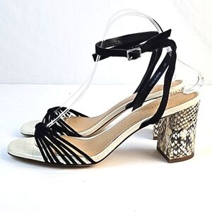 Gibson Latimer Cordelia Leather Black & Cream Open Toe Ankle Strap Heele…